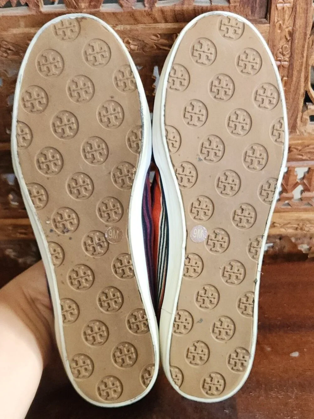Tory Burch Raymond Canvas Striped Flats - Slip On